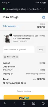 KAYTLYN coupon verification screenshot