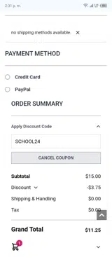 Punky Colour coupon verification screenshot
