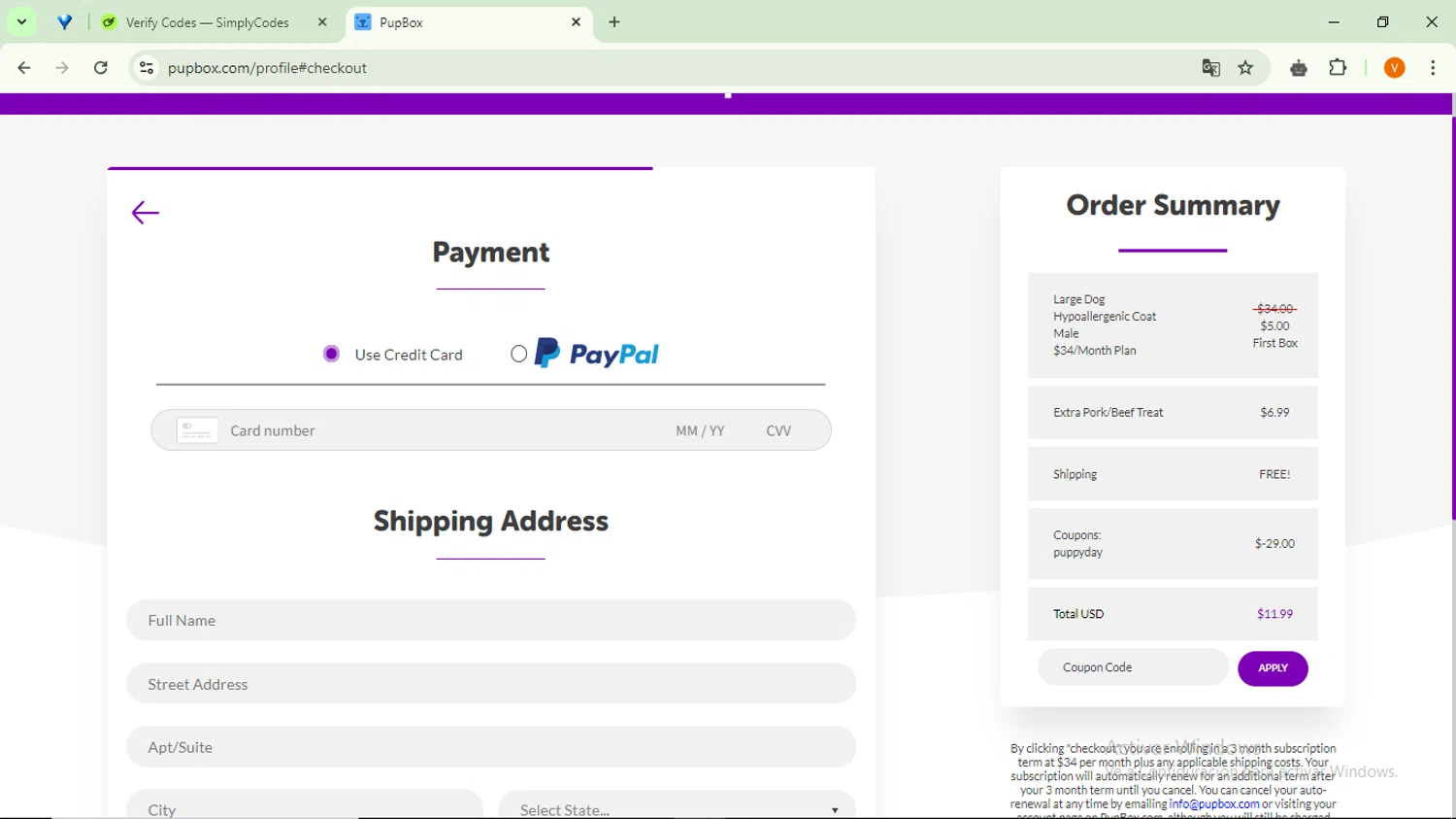 how to use PupBox coupons