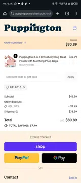 hello15 coupon verification screenshot