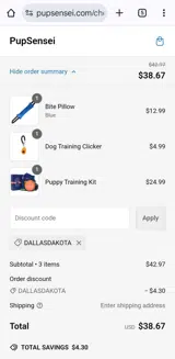 DALLASDAKOTA coupon verification screenshot