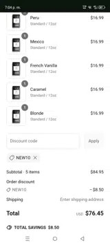 NEW10 coupon verification screenshot