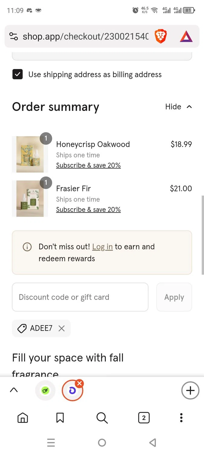 Pura discount code screenshot showing code ADEE7 applied at Pura checkout page. Uploaded by SimplyCodes community member dayselis15 on Aug 19, 2025