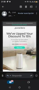 Welcome15 coupon verification screenshot