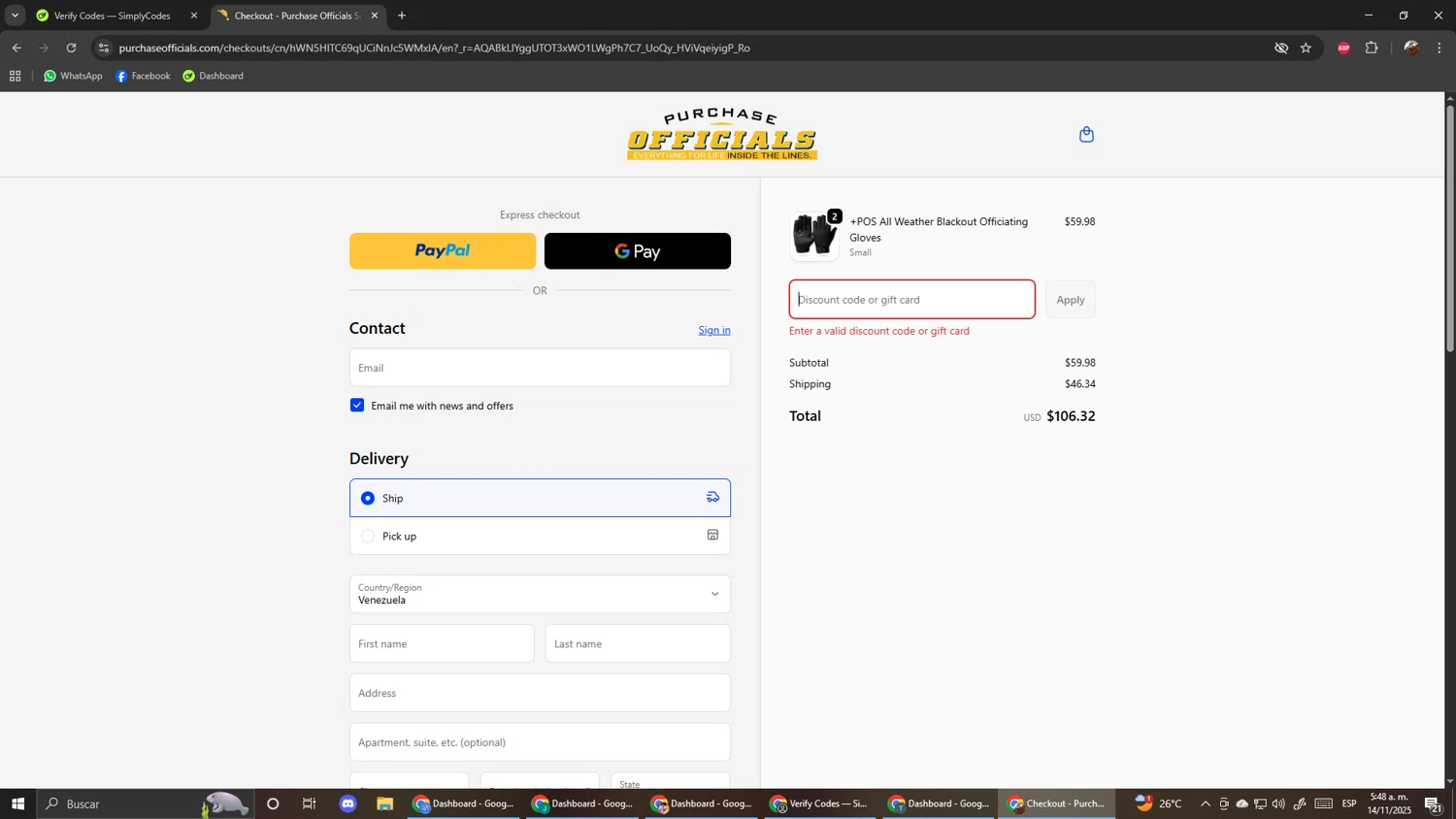 Purchase Officials Supplies promo code screenshot showing code 5off applied at Purchase Officials Supplies checkout page. Uploaded by SimplyCodes community member ScanShopper554 on Nov 14, 2025