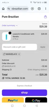 Pure Brazilian coupon verification screenshot
