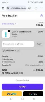Pure Brazilian coupon verification screenshot