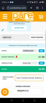 GOOGLE20 coupon verification screenshot
