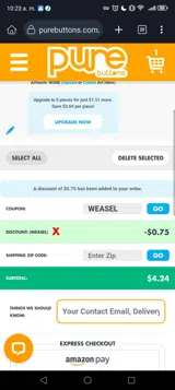 WEASEL coupon verification screenshot