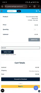 BACK20 coupon verification screenshot