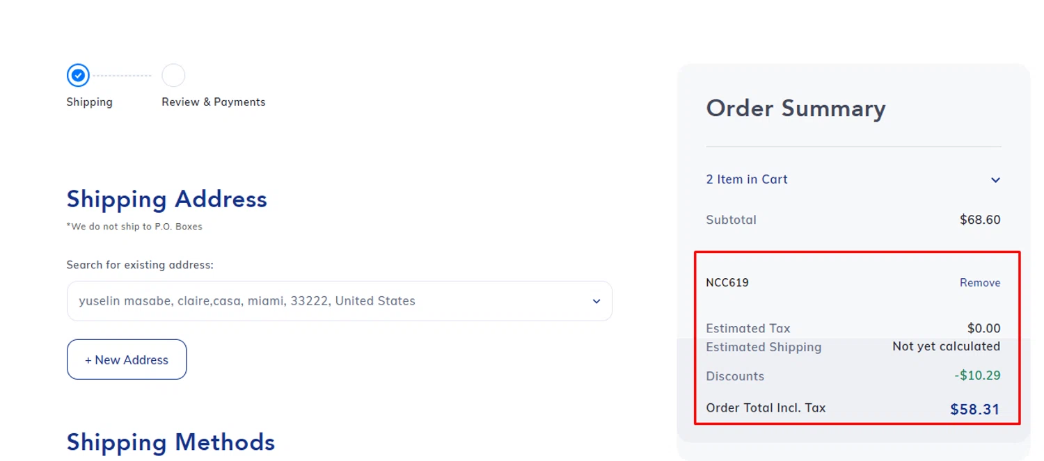 Pure Encapsulation promo code screenshot showing code NCC619 applied at Pure Encapsulation checkout page. Uploaded by SimplyCodes community member SilverMakeup on Feb 5, 2026