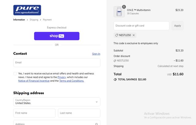 Pure Encapsulations checkout page showing Pure Encapsulations promo code box | Screenshot taken by SimplyCodes community member on Jul 6, 2025