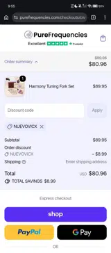 Pure Frequencies coupon verification screenshot