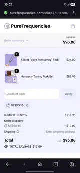 Pure Frequencies coupon verification screenshot