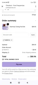 Pure Frequencies coupon verification screenshot