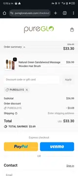 pureGLO15 coupon verification screenshot