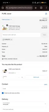 PUREJF21 coupon verification screenshot