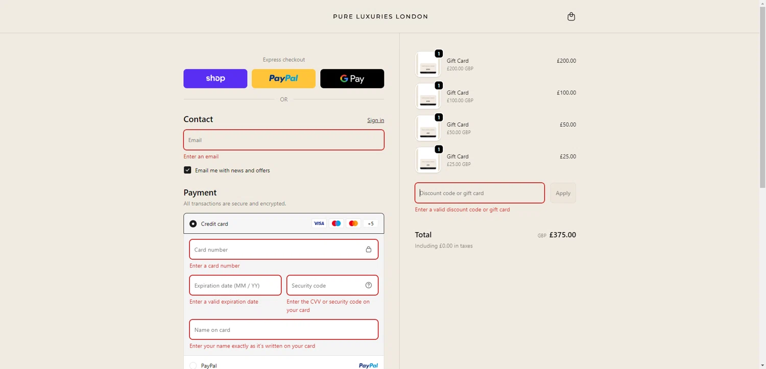 Pure Luxuries discount code screenshot showing code BEST25 applied at Pure Luxuries checkout page. Uploaded by SimplyCodes community member TreasureKnight4134 on Jan 7, 2026