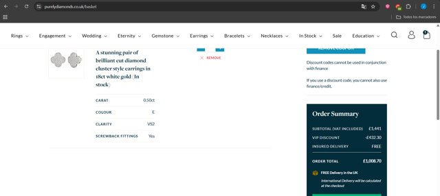Purely Diamonds checkout page showing Purely Diamonds promo code box | Screenshot taken by SimplyCodes community member on Jul 21, 2025