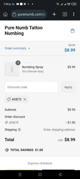 ADB70 coupon verification screenshot