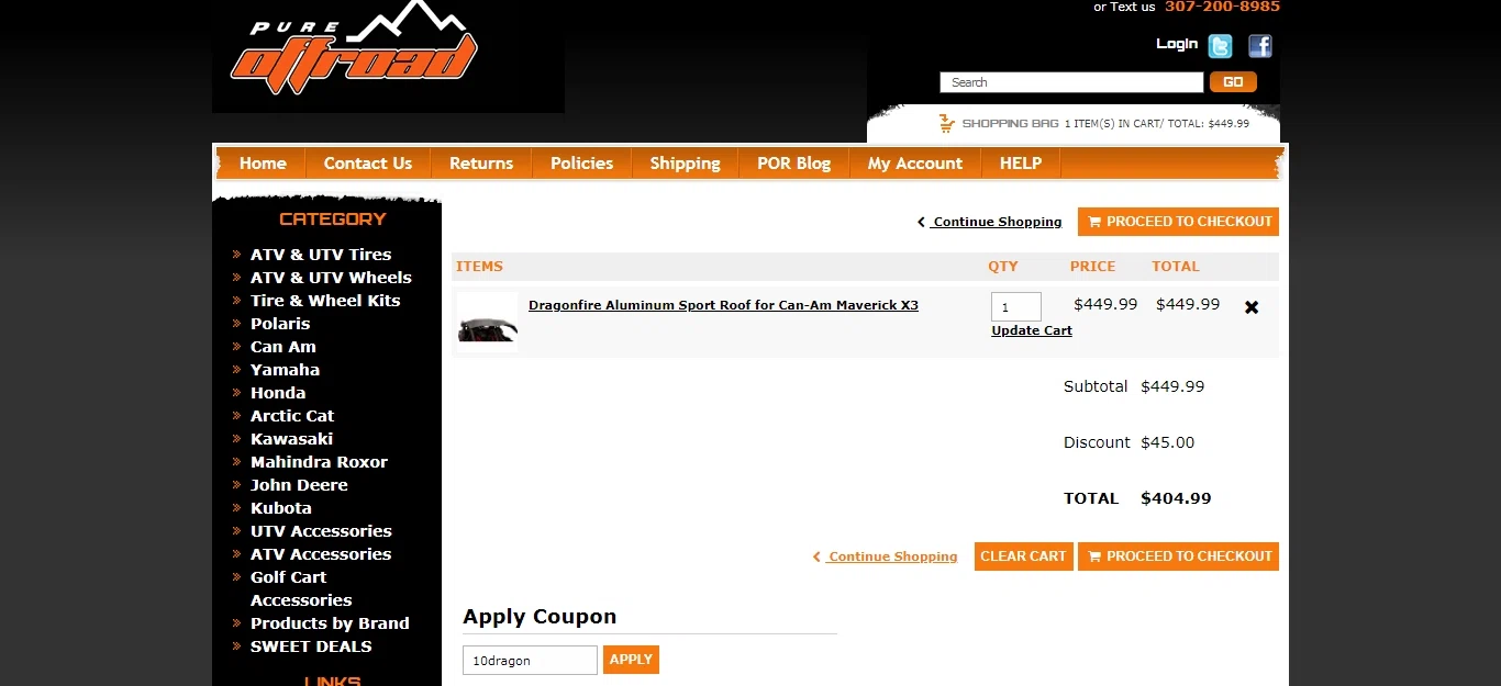 where to use Pure Offroad promo code box