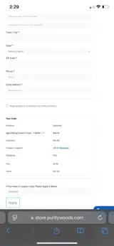 ORGANIC coupon verification screenshot