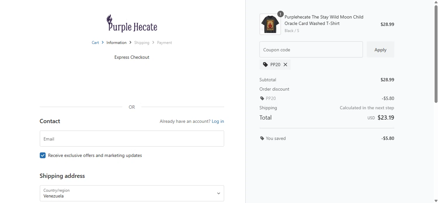 Purplehecate promo code screenshot showing code PP20 applied at Purplehecate checkout page. Uploaded by SimplyCodes community member anosesmith on Oct 2, 2025