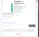 Purplepass coupon verification screenshot