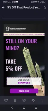 Purple Rose Supply coupon verification screenshot