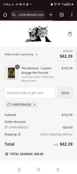 CHRISTMAS20 coupon verification screenshot