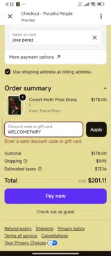 Purusha People coupon verification screenshot