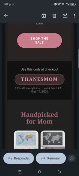 THANKSMOM coupon verification screenshot