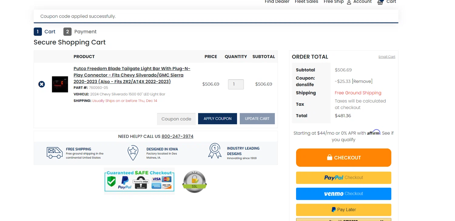 where to use Quadratec promo code box