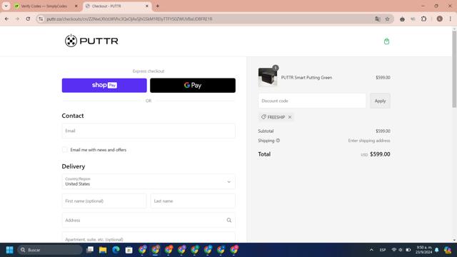 PUTTR checkout page showing PUTTR discount code box | Screenshot taken by SimplyCodes community member on Sep 23, 2024
