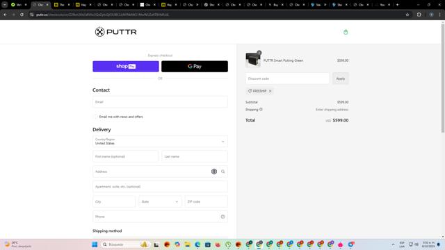 PUTTR checkout page showing PUTTR discount code box | Screenshot taken by SimplyCodes community member on Oct 8, 2024