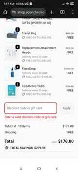 PUURWELCOME10 coupon verification screenshot