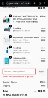 SHANNON15 coupon verification screenshot