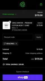 REALONES coupon verification screenshot