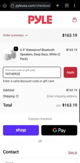 Pyle USA coupon verification screenshot