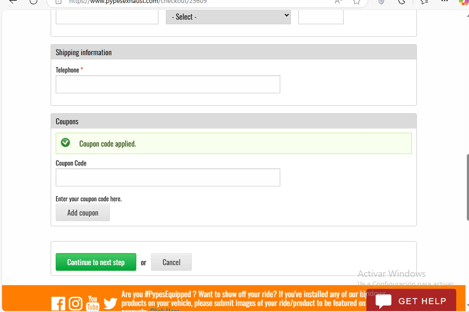 Pypes Performance Exhaust promo code screenshot showing code JULY2024 applied at Pypes Performance Exhaust checkout page. Uploaded by SimplyCodes community member Franco20 on Mar 24, 2025