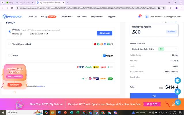 PYPROXY checkout page showing PYPROXY discount code box | Screenshot taken by SimplyCodes community member on Feb 9, 2025