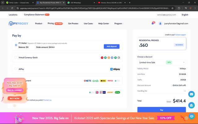 PYPROXY checkout page showing PYPROXY discount code box | Screenshot taken by SimplyCodes community member on Feb 21, 2025