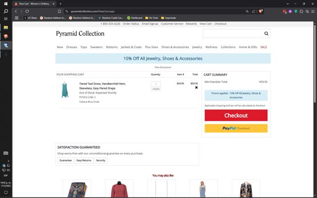Pyramid Collection checkout page showing Pyramid Collection discount code box | Screenshot taken by SimplyCodes community member on May 17, 2025