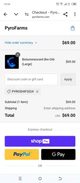 PyroFarms coupon verification screenshot