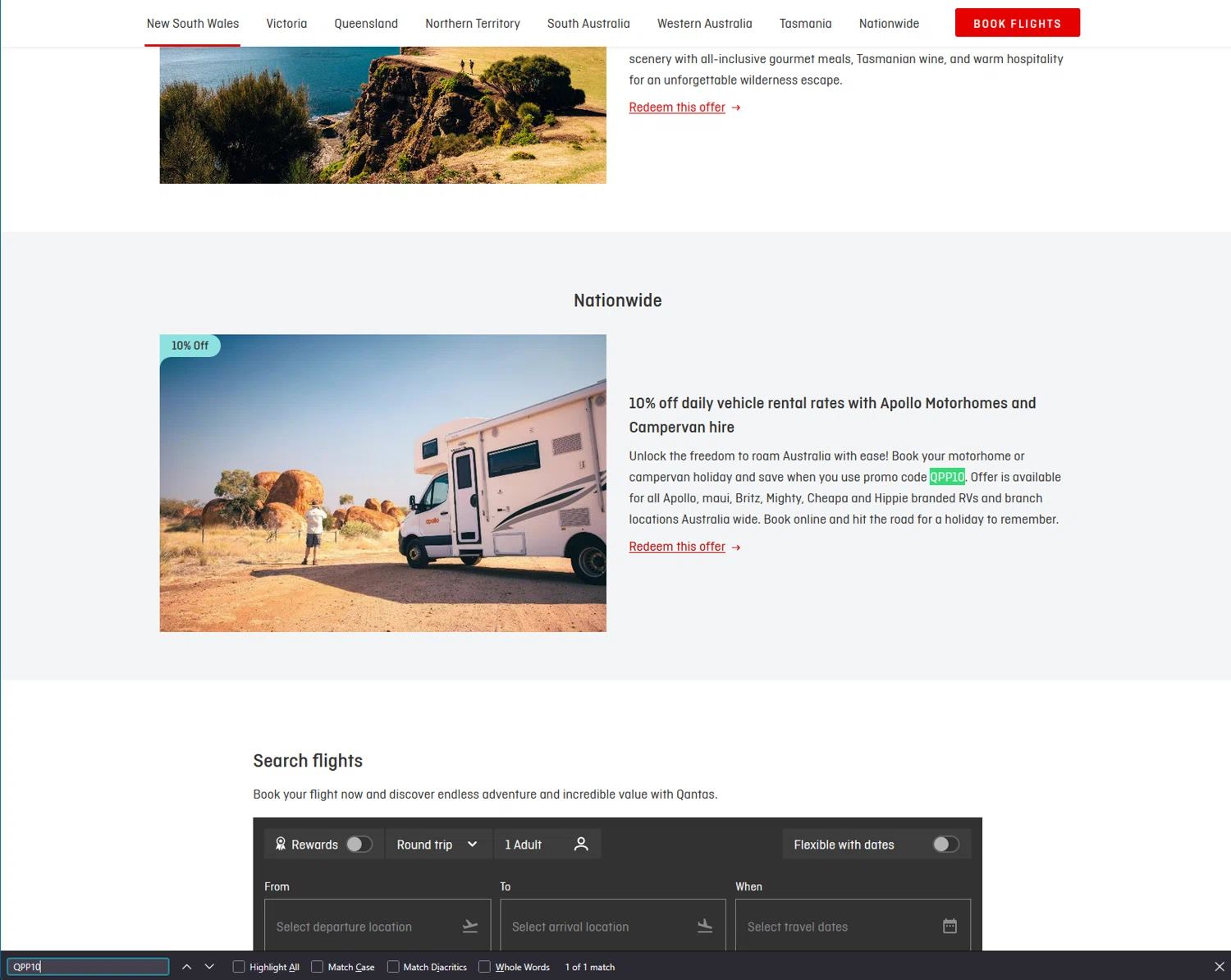 Qantas Airways checkout page showing Qantas Airways promo code box | Screenshot taken by SimplyCodes community member on Feb 7, 2026