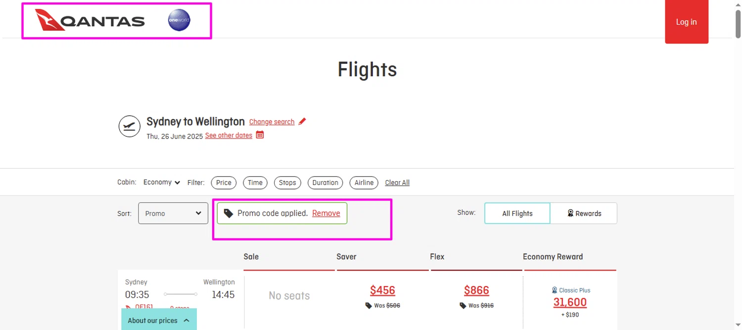 Qantas Airways promo code screenshot showing code TAKINA applied at Qantas Airways checkout page. Uploaded by SimplyCodes community member mrdarcy on Jun 7, 2025