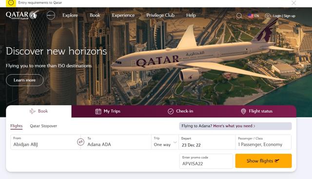 Qatar Airways checkout page showing Qatar Airways promo code box | Screenshot taken by SimplyCodes community member on Dec 7, 2022
