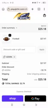 QB54 coupon verification screenshot