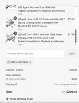 SPECIALSAVINGS coupon verification screenshot