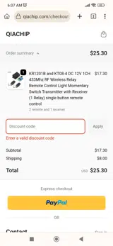 QIACHIP10 coupon verification screenshot